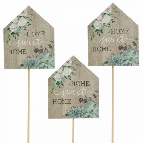 Floristik24 Blumenstecker Holz Home Sweet Home Deko 6,5x7,5cm 18 St