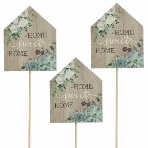 Blumenstecker Holz Home Sweet Home Deko 6,5x7,5cm 18St