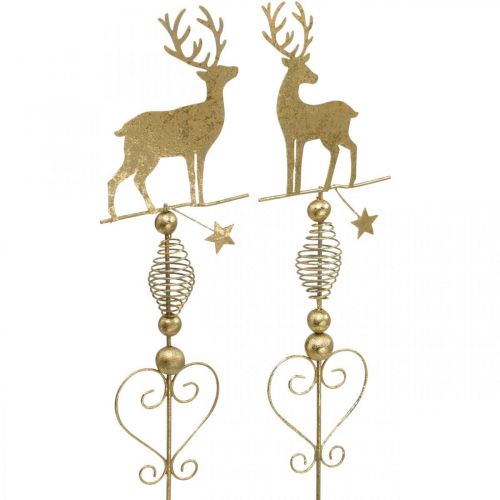 Floristik24 Dekostecker Rentiere Gold Antik-Optik H58cm 2St