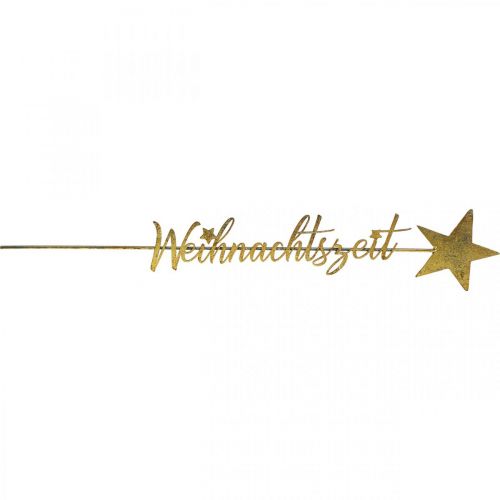 Floristik24 Metallstecker „Weihnachtszeit“, Weihnachtsdeko, Blumenschmuck Golden, Grau L58,5cm B10cm