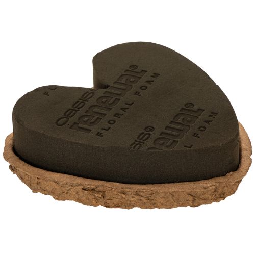 OASIS® Renewal® Floral Foam Biolit® Herz, 18 cm, brauner Steckschaum, 2 Stück