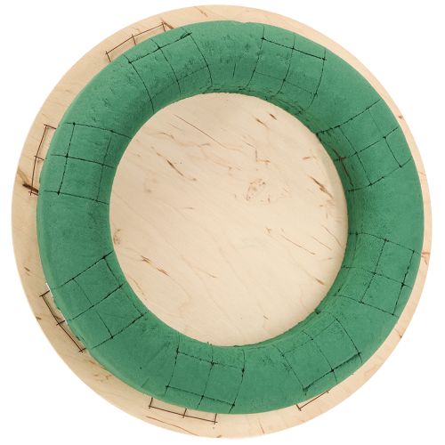 Steckschaum Kranz auf Holz Nassteckschaum Grün Ø29cm
