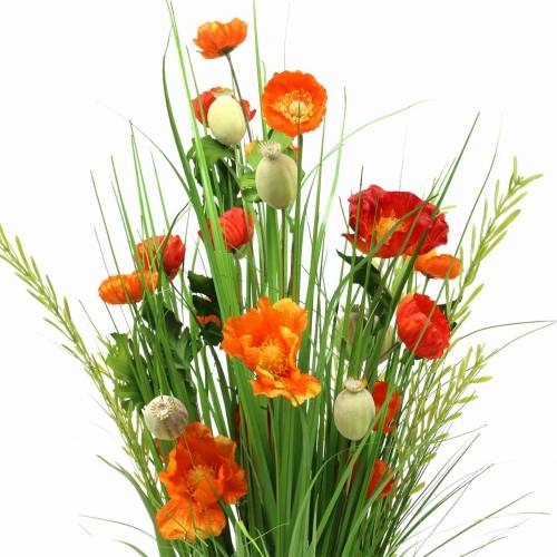 Floristik24 Deko Stehstrauß Mohn künstlich Orange H77cm