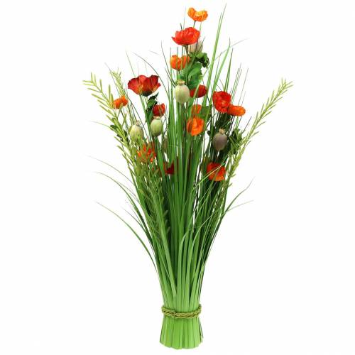 Floristik24 Deko Stehstrauß Mohn künstlich Orange H77cm