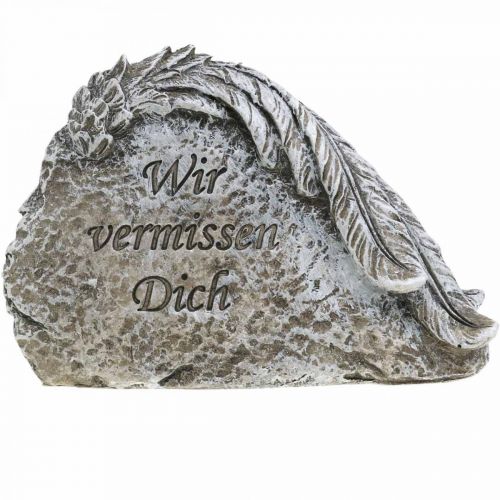 Floristik24 Grabschmuck Engelsflügel und Spruch Kunststein Grau 13cm 3St