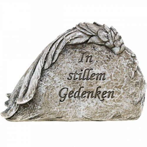 Floristik24 Grabschmuck Engelsflügel mit Spruch Kunststein Grau 16cm 4St