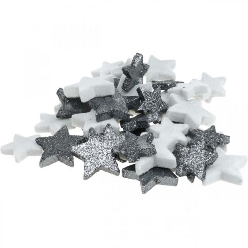 Floristik24 Streudeko Weihnachten Sterne Grau/Schwarz Ø4/5cm 40St