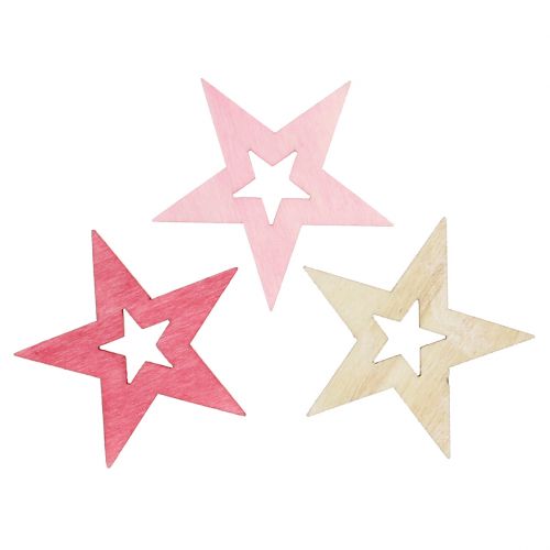Floristik24 Sterne zum Streuen Pink, Rosa, Natur 4cm 72 St