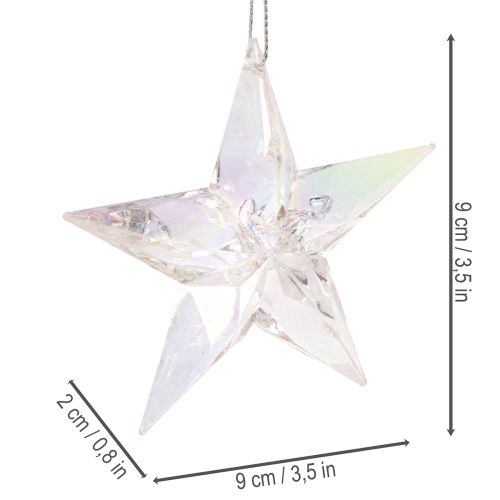 Dekoanhänger Stern Acryl irisierend klar 9cm 6er-Set | Floristik24.at