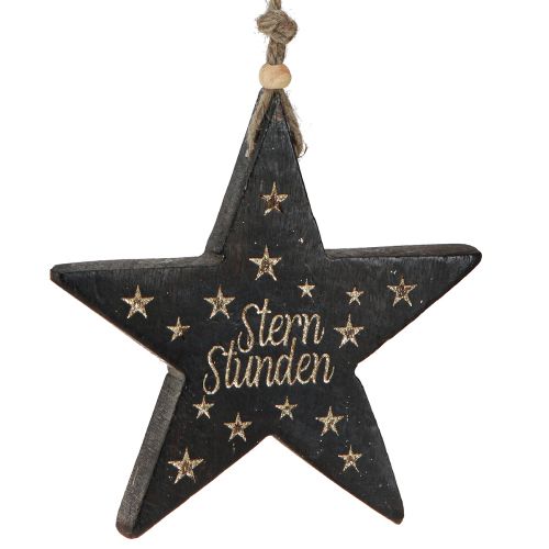 Artikel Stern Christbaumschmuck Holz Deko Schwarz Gold 14cm 4 St