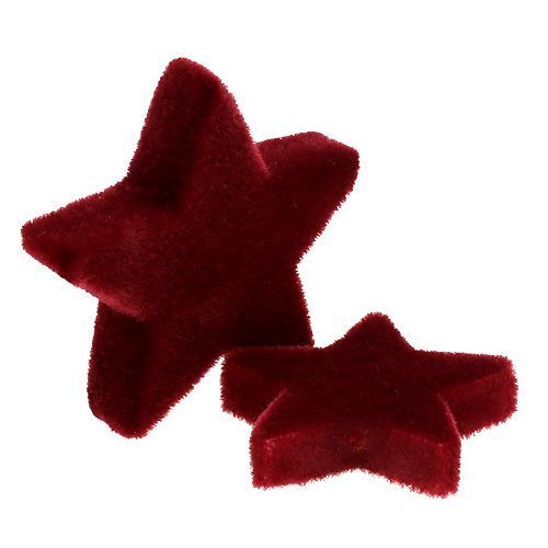 Artikel Weihnachtsdeko Sterne Bordeaux Beflockt Tischdeko 4–5cm 40 St