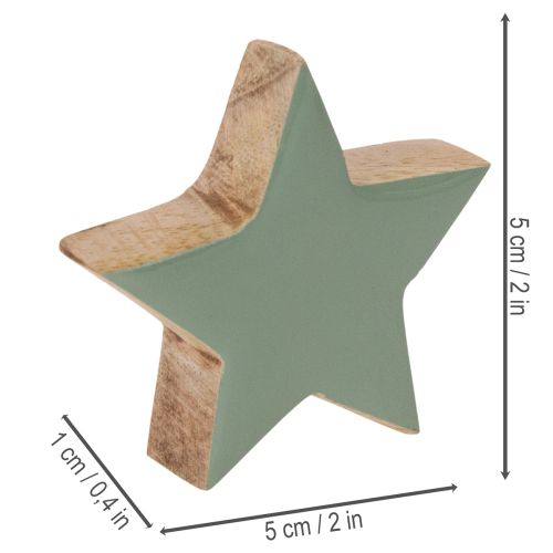 Holzstern-Set 9-teilig in Mintgrün und Weiß, 5 cm für Tisch- und Fensterdekoration | Floristik24.at
