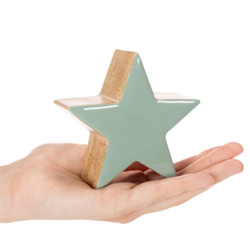Deko-Holzstern 3er-Set Mintgrün Weiß zum Stellen 10cm | Floristik24.at
