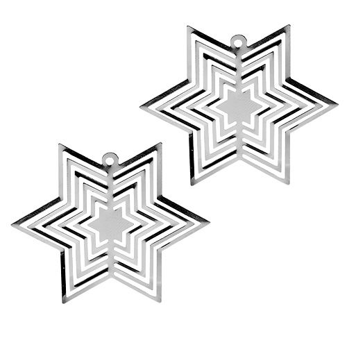 Floristik24 Stern Metall Silber 6cm 24St