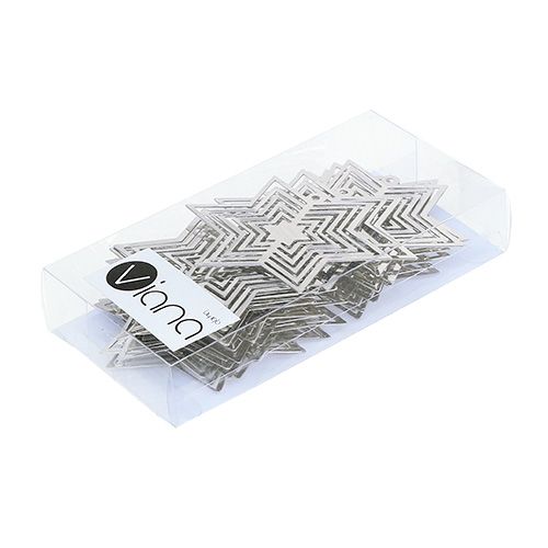 Floristik24 Stern Metall Silber 6cm 24St