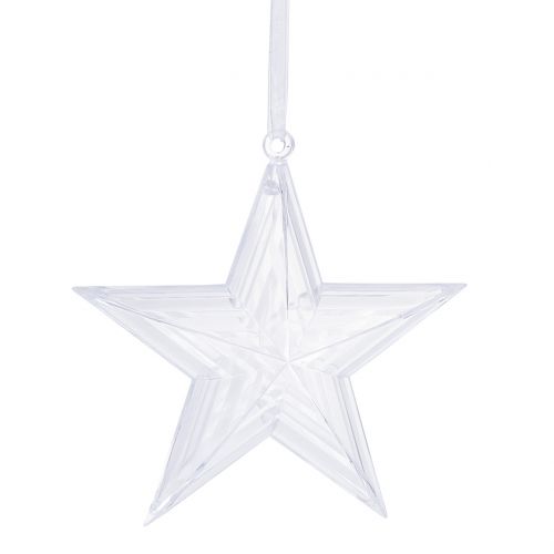 Floristik24 Stern zum Hängen Plastik klar Christbaumschmuck 12cm 6St