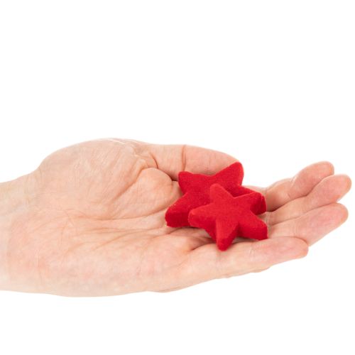 Deko-Sterne beflockt Rot 4–5cm Kunststoff 40 Stück | Floristik24.at