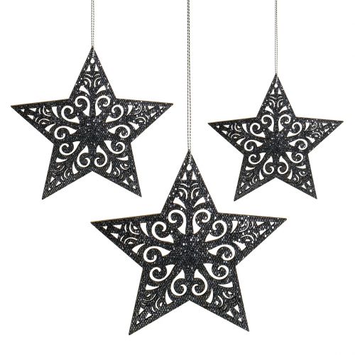 Weihnachtsstern mit Ornamenten Silbergrau sortiert 8cm - 12cm 9St