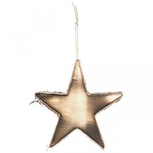 Floristik24 Holz Stern zum Hängen Natur geflammt Christbaumschmuck H15cm