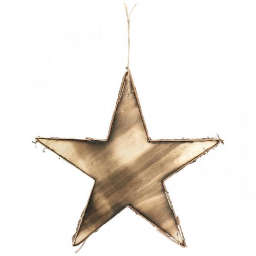 Floristik24 Christbaumschmuck Holz Stern Natur, geflammt H25cm