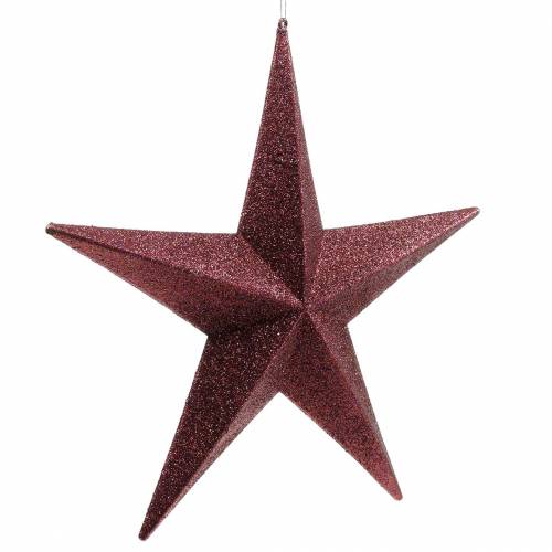 Floristik24 Glitzerstern zum Hängen Burgund Ø30cm