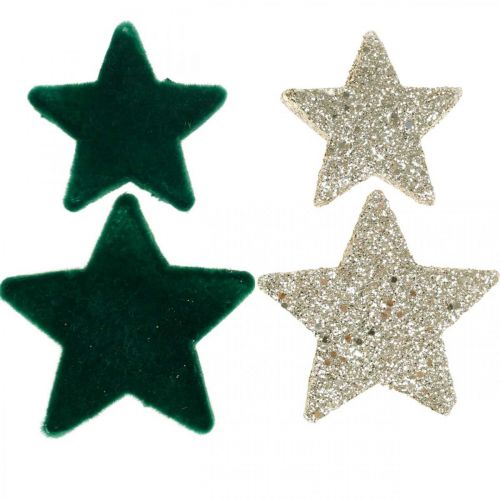 Floristik24 Stern Streudeko Mix Grün und Gold Weihnachten 4cm/5cm 40 St