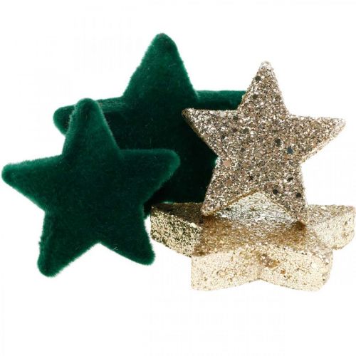 Floristik24 Stern Streudeko Mix Grün und Gold Weihnachten 4cm/5cm 40 St