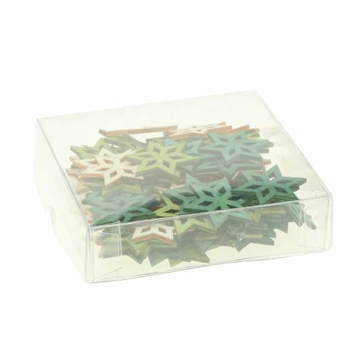 Floristik24 Streudeko Holzstern Grün-Mix 4cm 72 St