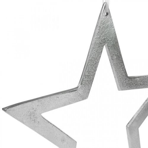 Floristik24 Deko Stern zum Aufhängen Silbern Aluminium Türdeko Ø28cm