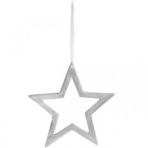 Floristik24 Deko Stern zum Aufhängen Silbern Aluminium Türdeko Ø28cm
