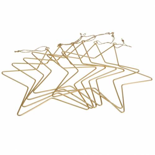 Floristik24 Deko Stern zum Hängen Golden Metall Ø25cm 6St