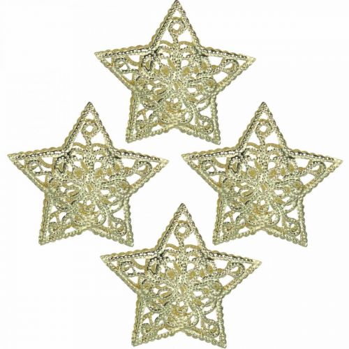 Artikel Streudeko-Sterne, Lichterketten-Aufsatz, Weihnachten, Metalldeko Golden Ø6cm 20St
