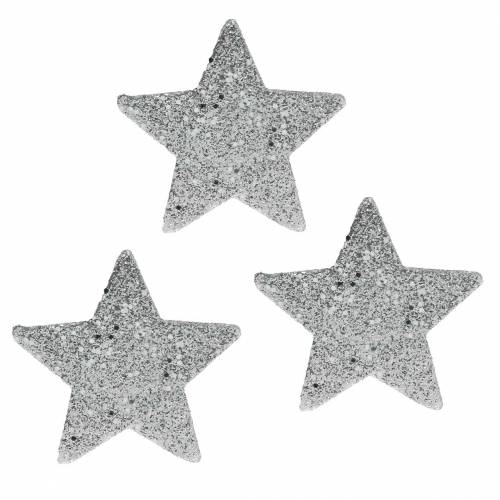 Floristik24 Streudeko Sterne mit Glitter Ø6,5cm Silbern 36 St