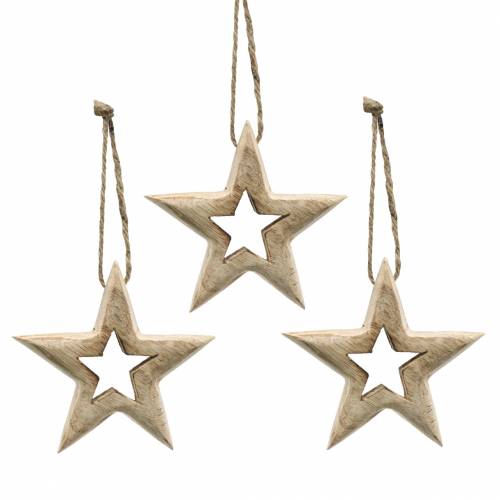 Floristik24 Sterne aus Holz zum Hängen Mangoholz 10,5–11,5cm 8 St