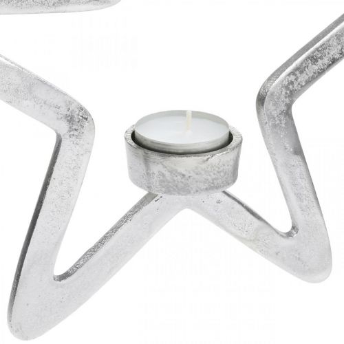Artikel Deko Stern Teelichthalter Metall zum Hängen Silbern 24cm