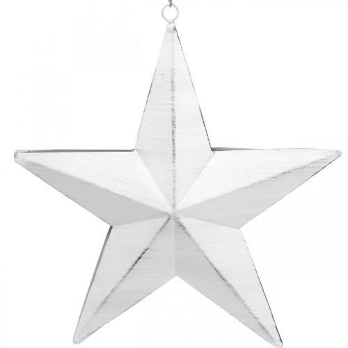 Stern zum Hängen, Christbaumschuck, Metalldeko Weiß 19,5×18,5cm | Floristik24.at