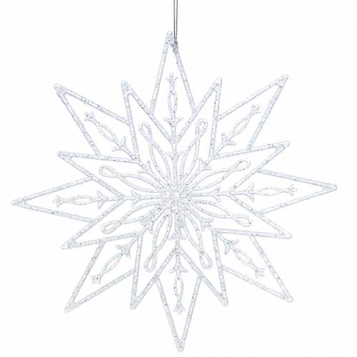 Floristik24 Deko-Eisstern zum Hängen Transparent, Glitzer 24,5cm 6St