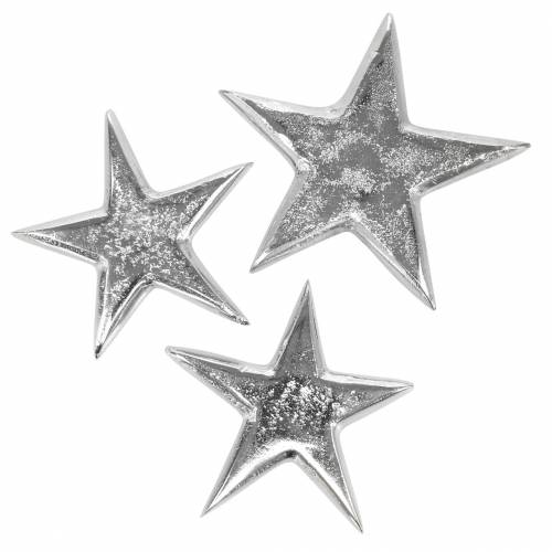 Floristik24 Sterne aus Metall Silbern 8,6×8,2cm/6,9×6,7cm 8 St