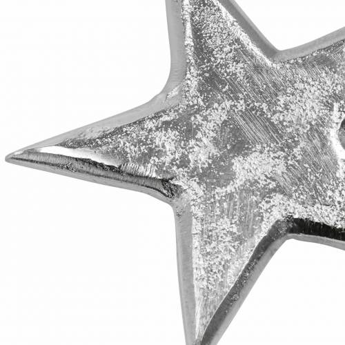 Floristik24 Sterne aus Metall Silbern 8,6×8,2cm/6,9×6,7cm 8 St