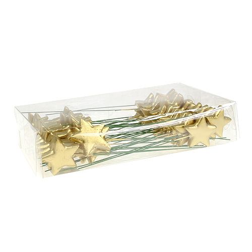 Floristik24 Sterne am Draht zum Basteln Gold 5cm L23cm 48St