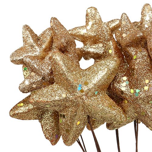 Floristik24 Sterne gebündelt mit Glitzer Gold 60cm 5St