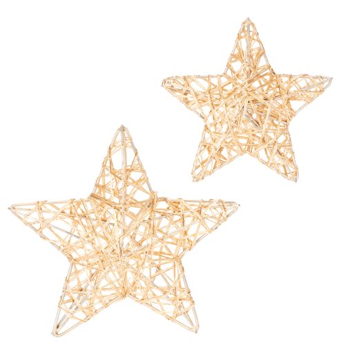 Deko Stern Set aus Draht Gold 7 cm und 10 cm 12 Stück Innenbereich