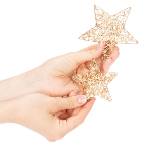 Deko Stern Set aus Draht Gold 7 cm und 10 cm 12 Stück Innenbereich | Floristik24.at