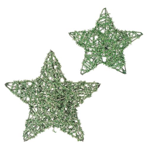 Deko Stern Set Grün Drahtsterne 10cm und 7cm 12 Stück