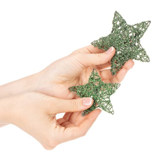 Deko Stern Set Grün Drahtsterne 10cm und 7cm 12 Stück | Floristik24.at