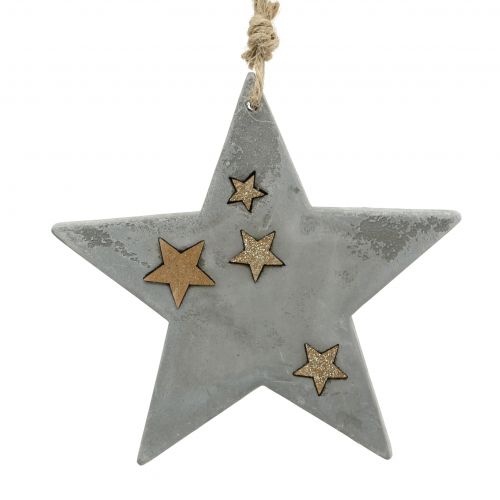 Floristik24 Weihnachtssterne zum Hängen aus Beton Grau-Gold 11,5cm 3St