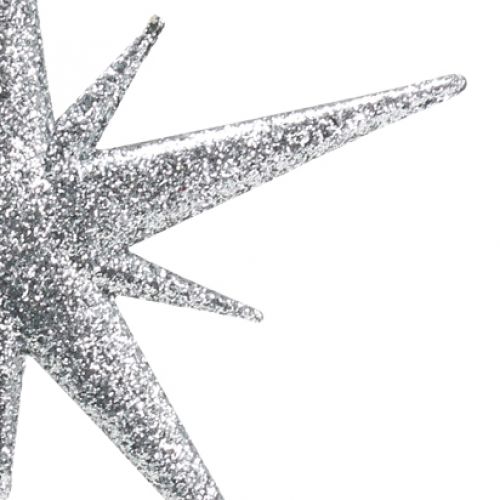 Glitterstern zum Hängen Silber 13cm 12St | Floristik24.at