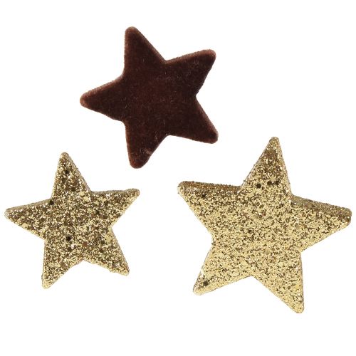 Floristik24 Sterne Streudeko Mix Braun und Gold Weihnachtsdeko 4cm/5cm 40 St