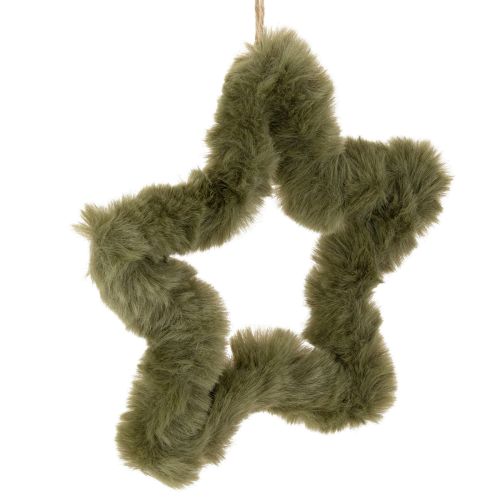 Kunstfell Sterne Anhänger 21cm Grün 4er-Set für Innenbereich
