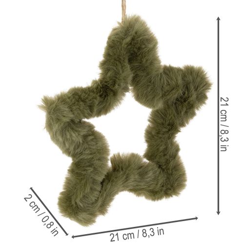 Kunstfell Sterne Anhänger 21cm Grün 4er-Set für Innenbereich | Floristik24.at